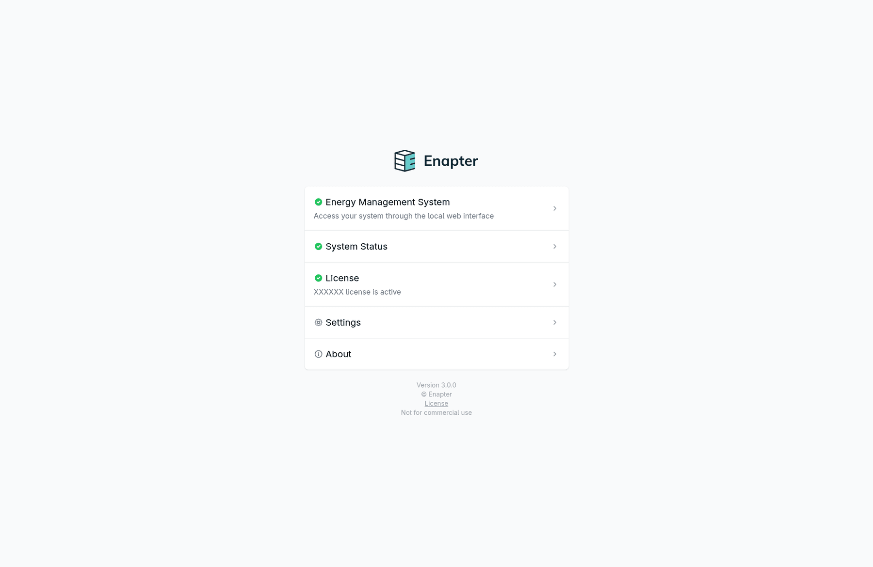 Enapter Gateway Web UI home page